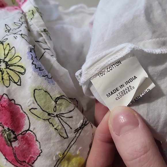 Floral print cotton lace trim ruched dress - Picture 8 of 12